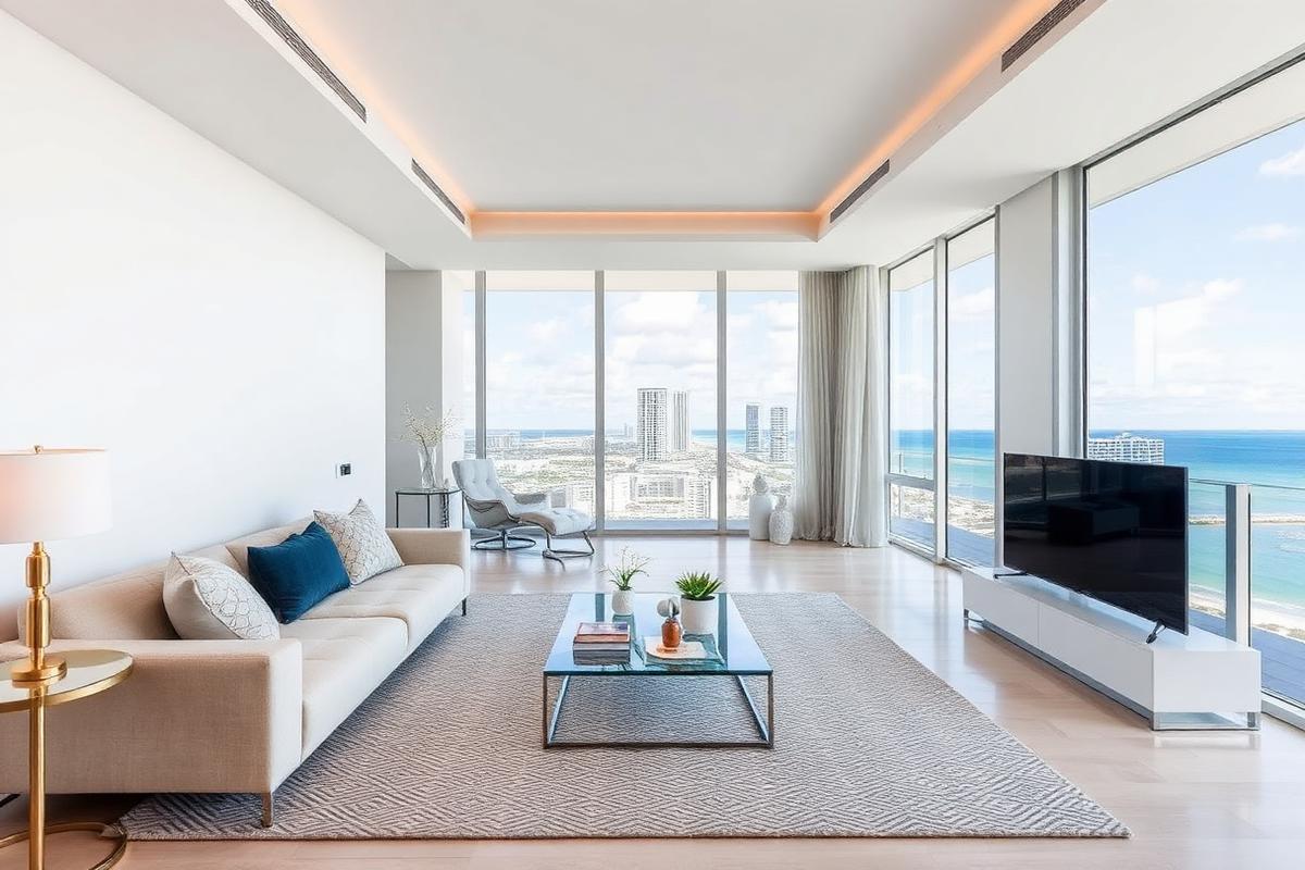 Portuguese-speaking real estate agent in Miami showing a luxury property to Brazilian clients