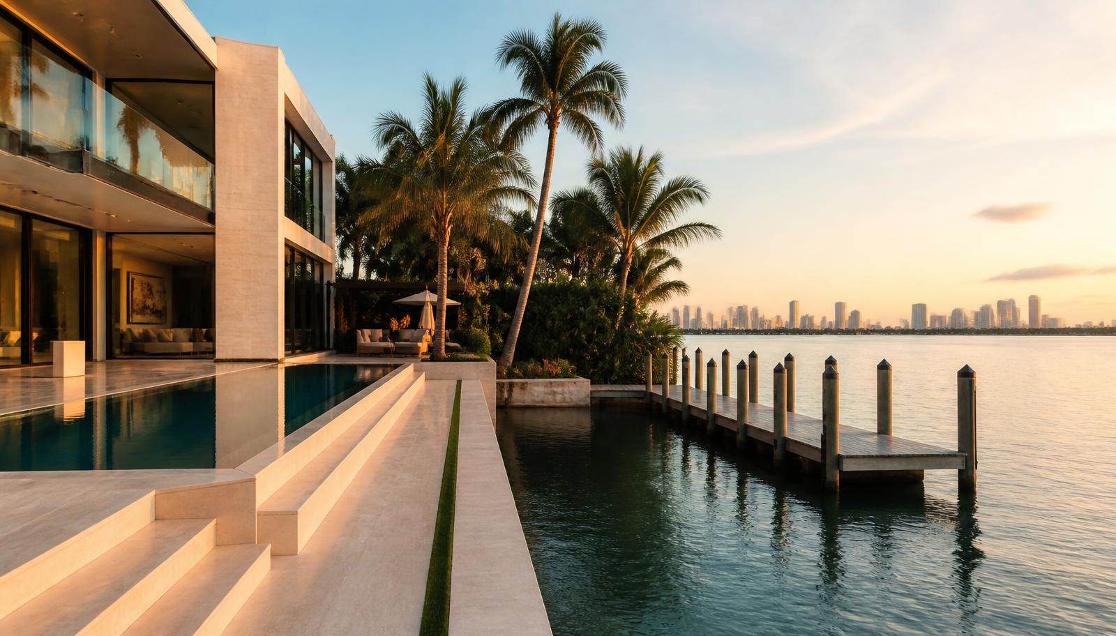Casa à beira-mar em Miami mantida como imóvel residencial de longo prazo por proprietário internacional