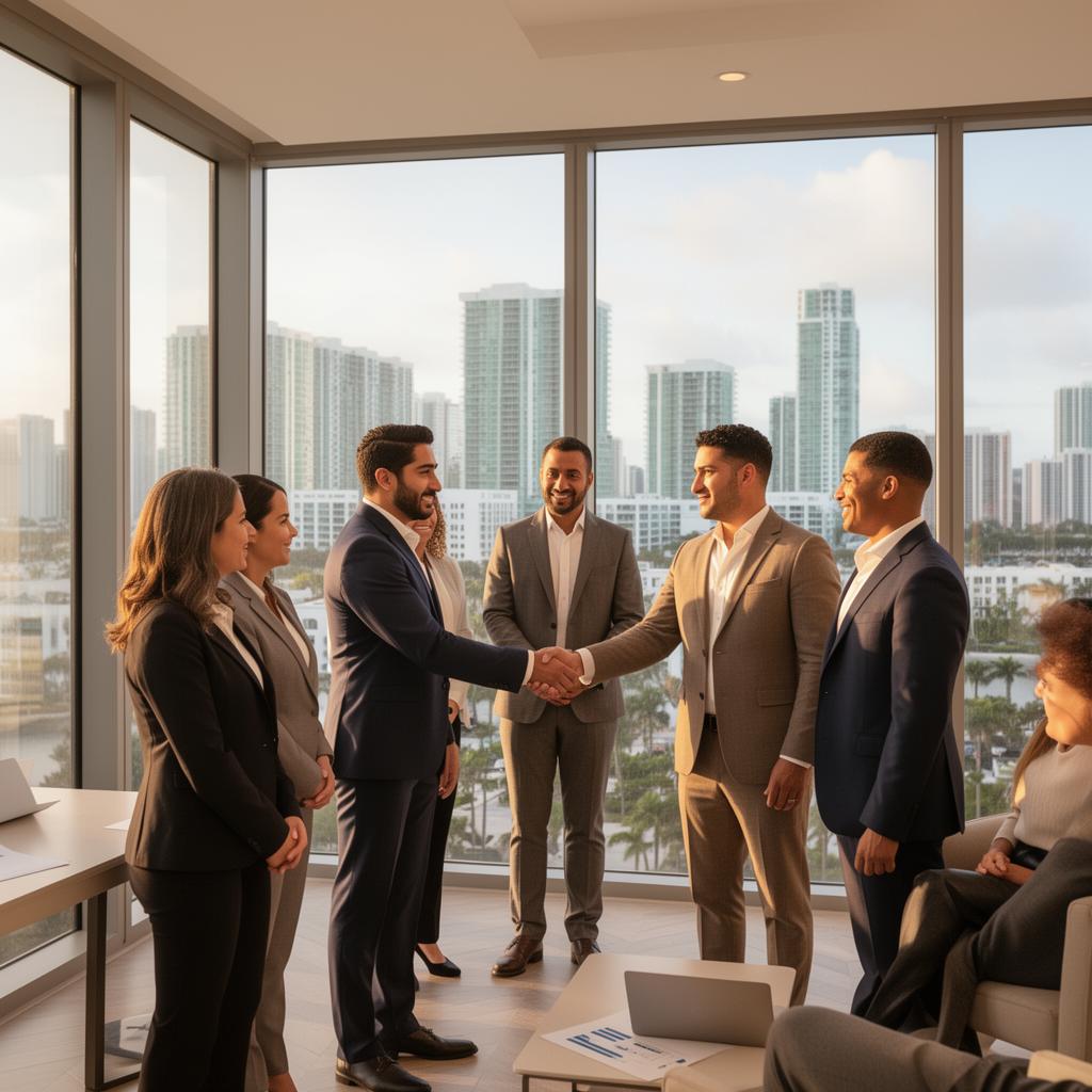Spanish speaking realtor in Miami — Supreme Capital Real Estate Agents Miami team meeting with international clients