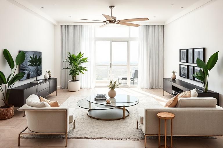 Professional home staging in a Miami living room with modern decor ready for sale