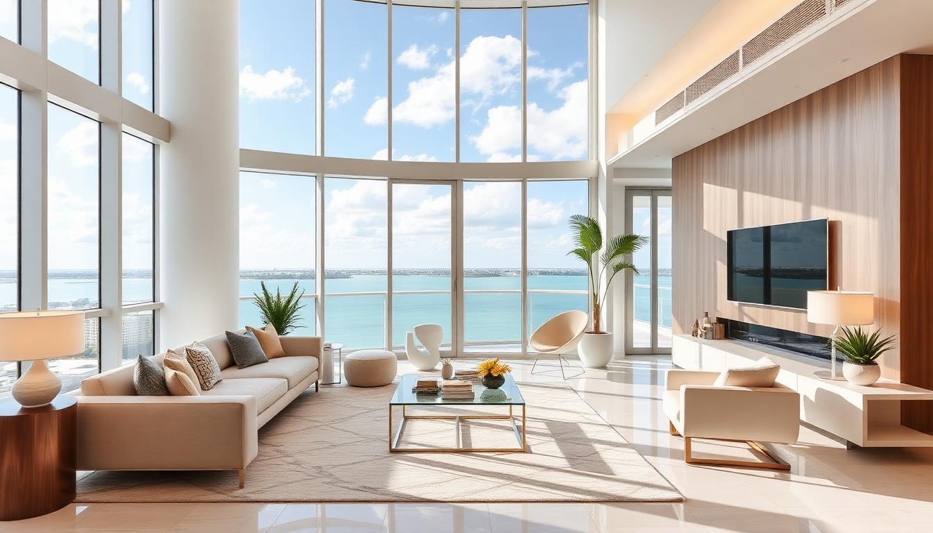 Luxury Miami condo interior with ocean views for international investors