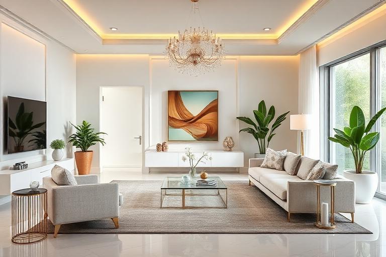 Elegant Miami home living room prepared for a real estate showing