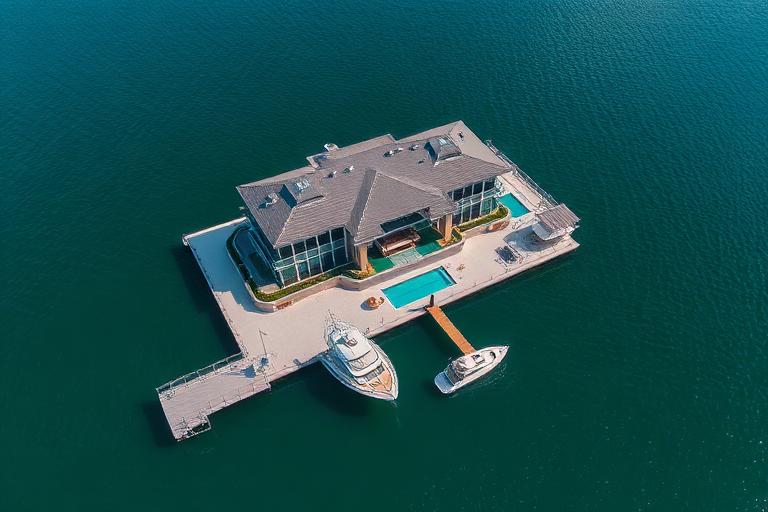 Waterfront home for sale in Miami with private dock on Biscayne Bay and tropical landscaping